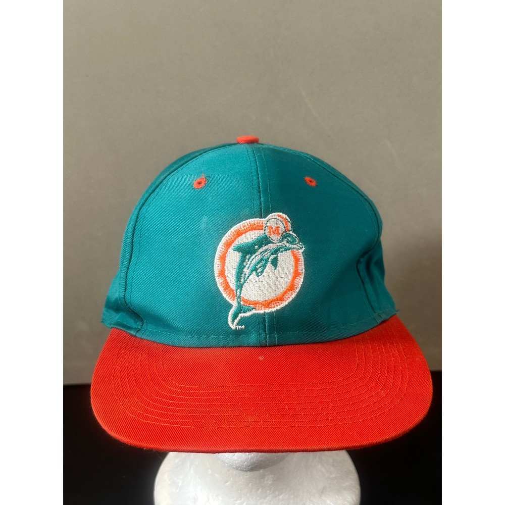 Vintage Miami Dolphins Logo 7 Snapback Hat Teal Orange NFL‎ Football Cap 90s
